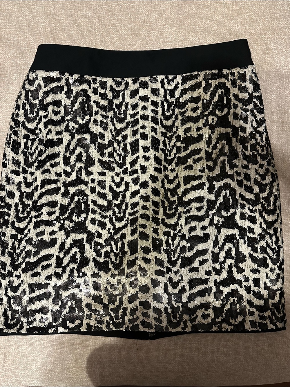 The Limited Black and White Sequin Animal-Print Mini Skirt